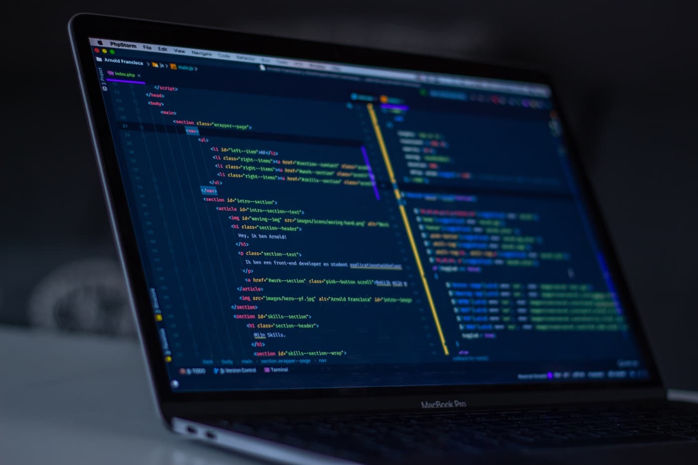 Developer preparing HTML and CSS files for WordPress theme conversion